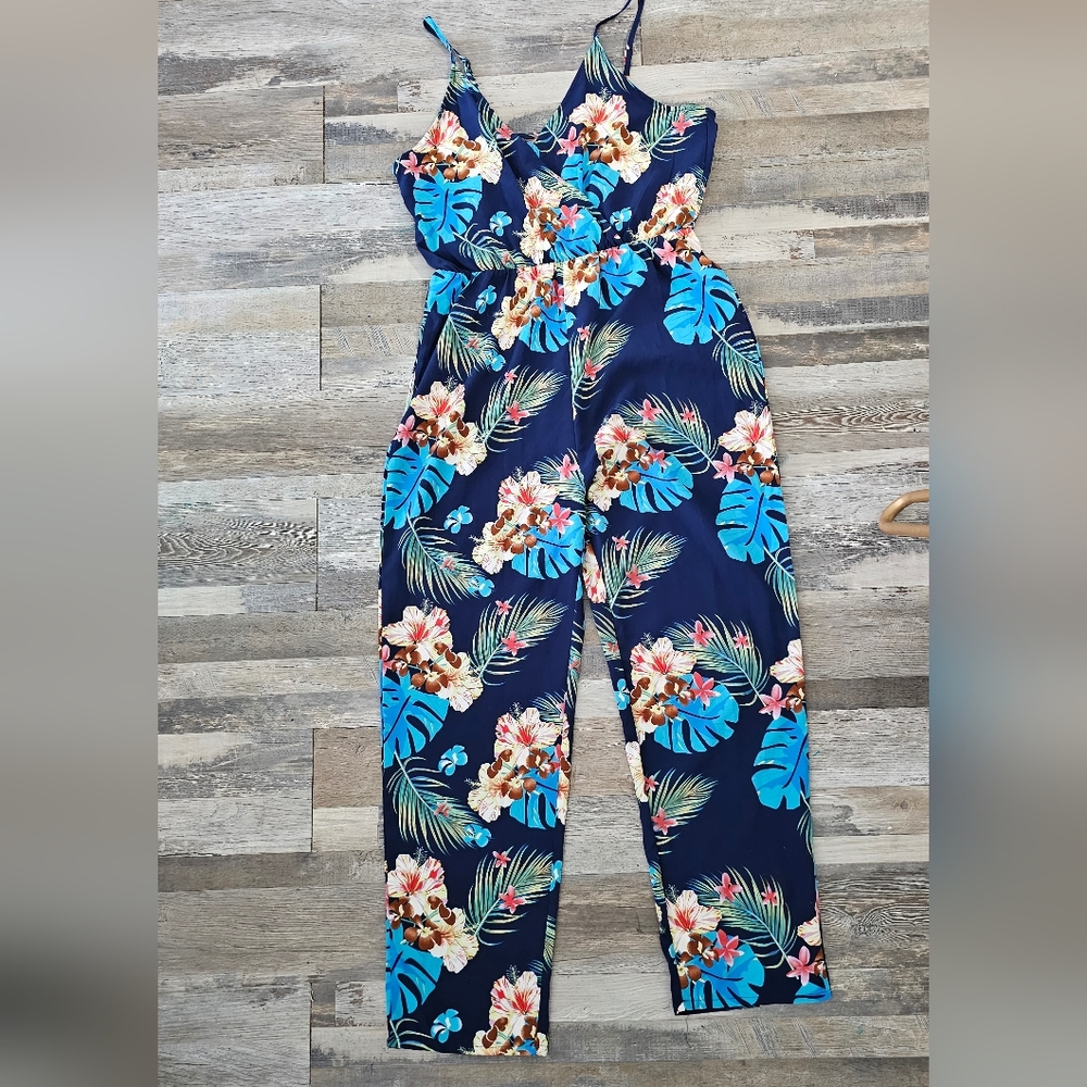 Floral blue jumpsuit